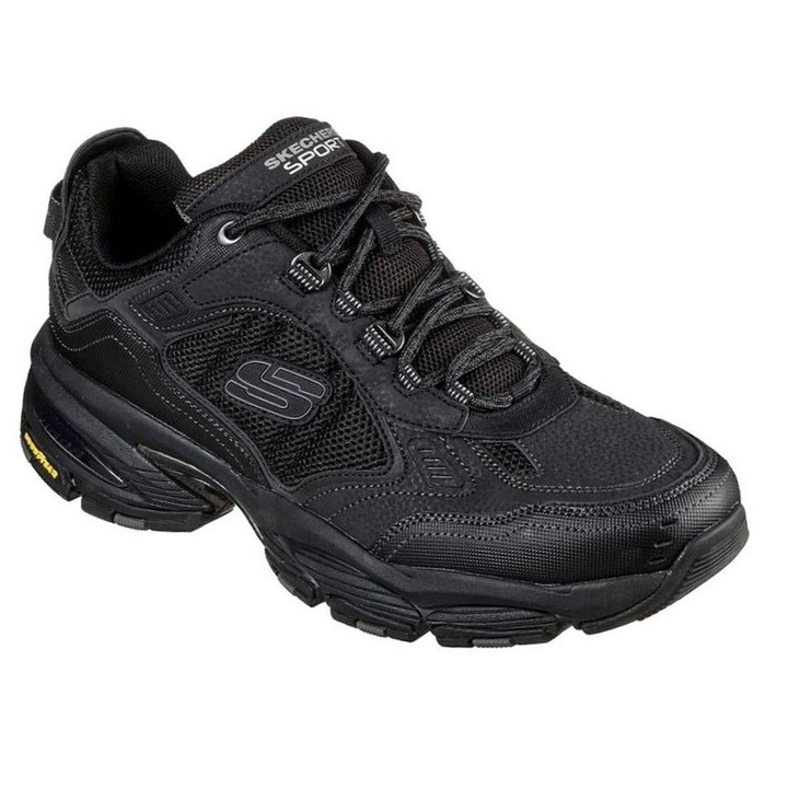Skechers, Pantofi sport de piele si plasa Vigor 3.0, Negru