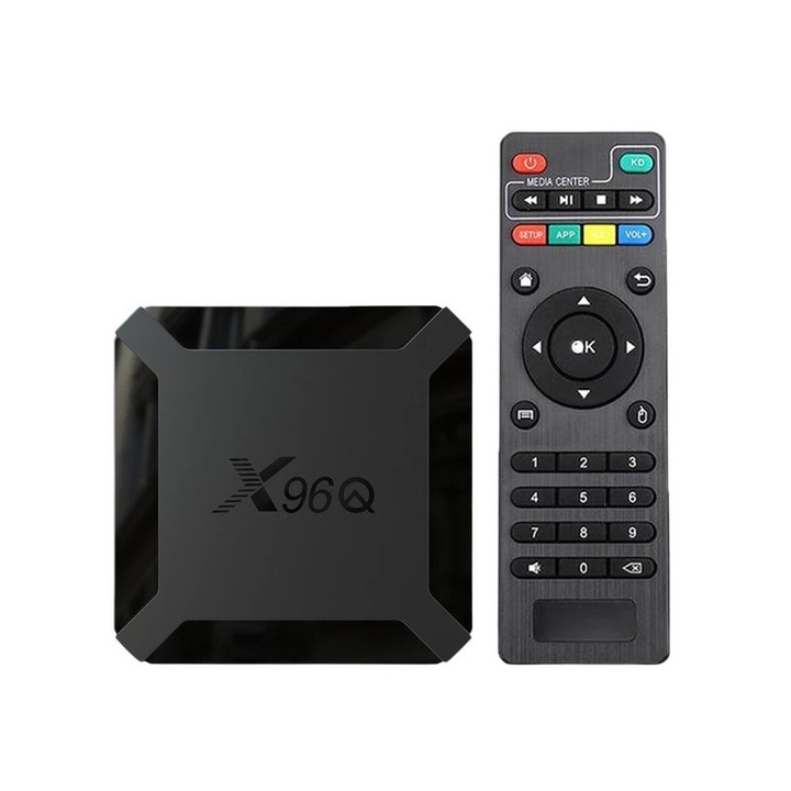 Мултимедиен плеър Android TV Box, X96Q, Android 10.0, Quad-Core, 4K 60fps, Wi-Fi 2,4 GHz, 1 GB RAM, 8 GB ROM, черен