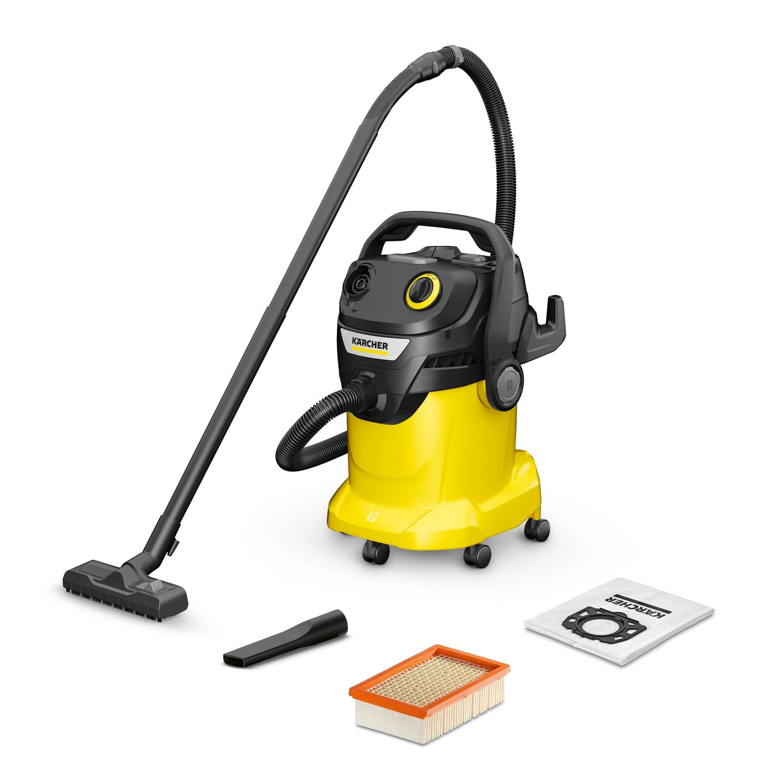 Aspirator Karcher WD 5V - 25/5/22, umed/uscat, recipient 25L, 1100W, Galben/Negru