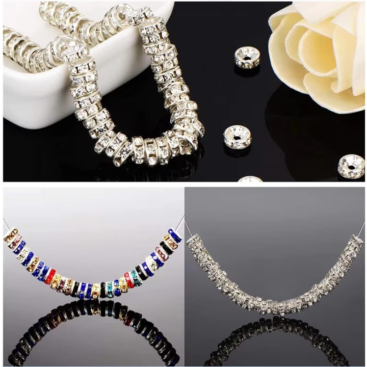 Set 180 Margele Spacer, Cristal Stras, multicolor, 8mm, margele bijuterii