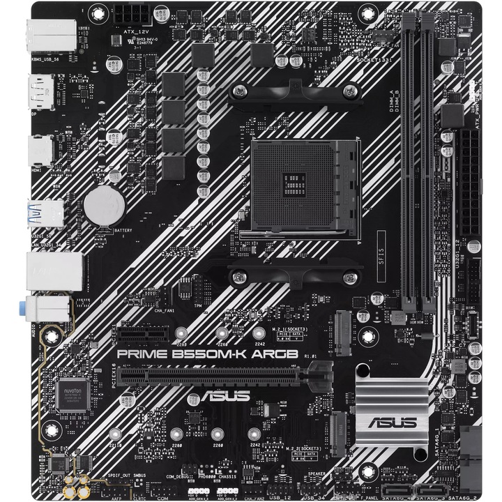 Дънна платка Asus, PRIME B550M-K ARGB, Socket AM4