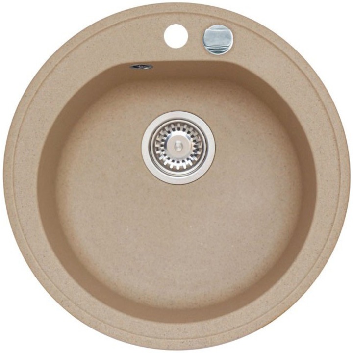 Chiuveta bucatarie Alveus Granital Niagara 10 G 55, dim fi 510mm, adancime 175 mm, sifon inclus, Bej