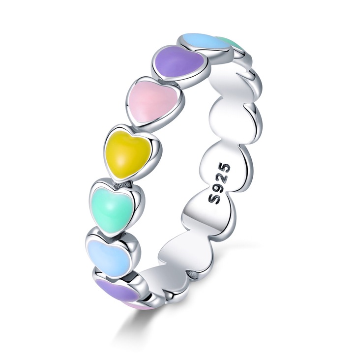 Női gyűrű, Lorrifal, ezüst 925 fehér arannyal bevonva, többszínű