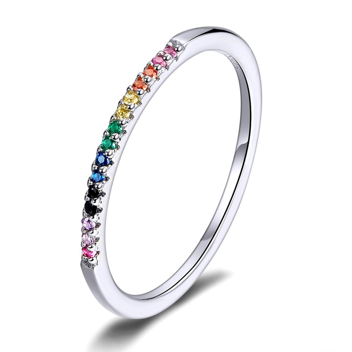 Női gyűrű, Lorrifal, ezüst 925, cirkónia, többszínű