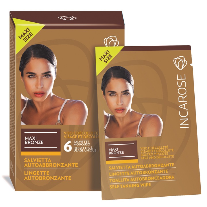 Бронзиращи кърпички Maxi Bronze, За лице и деколте, 10 мл
