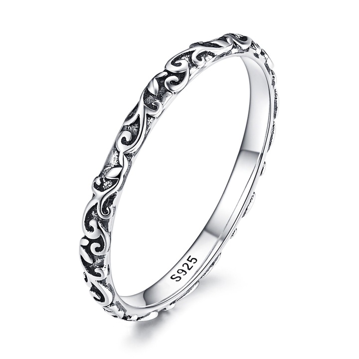 Női gyűrű, Lorrifal, ezüst 925, retro stílusú, 2mm, 6-os méret