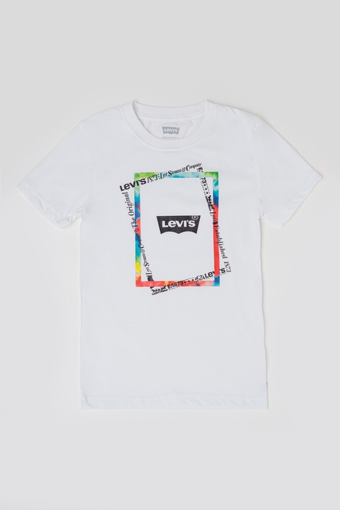 Levi's, Tricou din amestec de bumbac cu logo, Alb murdar