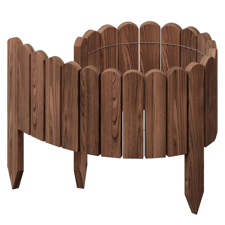 Bordura de gradina din lemn, palisada, Floranica, 100 x 20 cm, maro