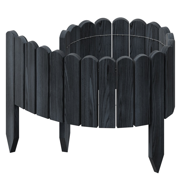Bordura de gradina din lemn, palisada, Floranica, 100 x 20 cm, antracit