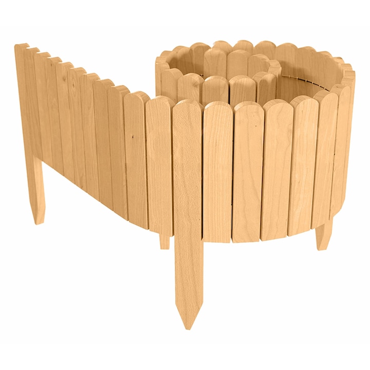 Bordura de gradina din lemn, palisada, Floranica, 200 x 40 cm, natural