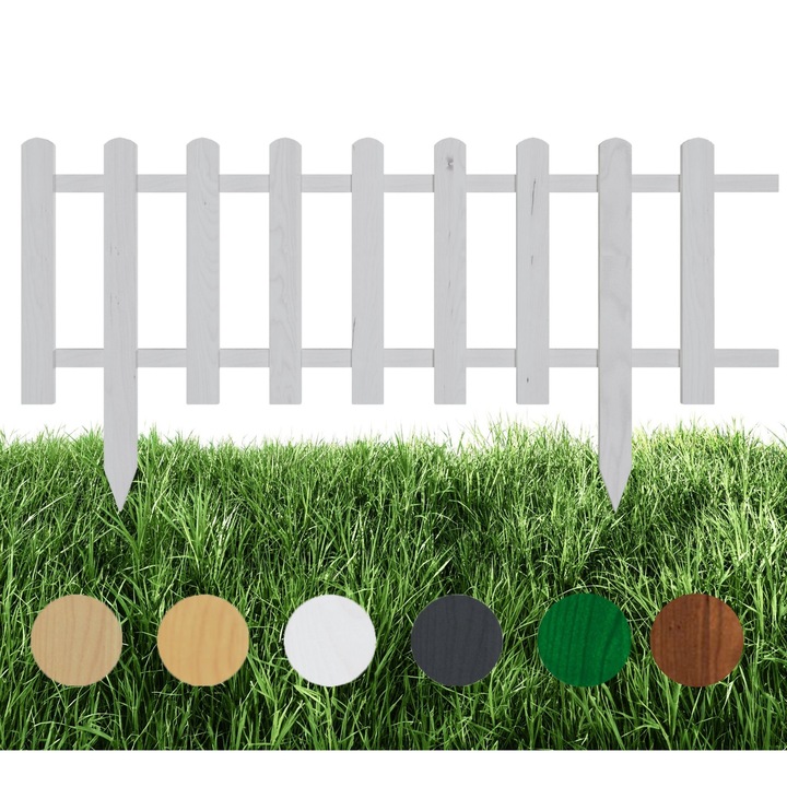 Gard de lemn pentru gradina, Floranica, Alb, 100 x 30 cm, 4 bucati