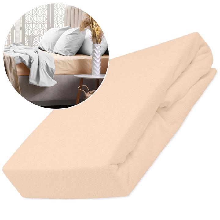 Cearceaf cu elastic frota 90x200, Roz Pal, Elastic