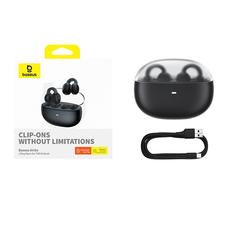 Baseus AirGo 1 Ring Open-Ear TWS fülhallgató, fekete