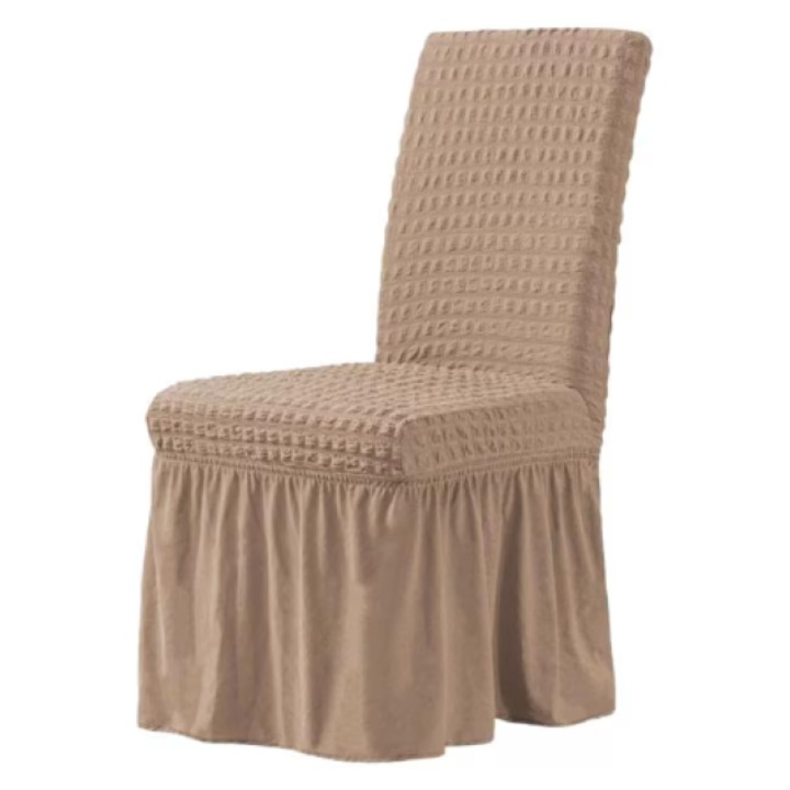 Husa de scaun, Creponat cu Volanase, Poliester si Licra, Cafea cu Lapte