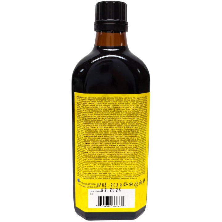 Bitter romanesc 32+7 plante medicinale, uz intern si extern, fara aditivi, 100% natural, 200ml, Steaua Divina