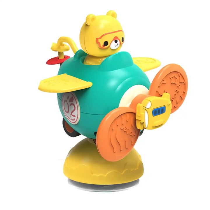 Csörgő játék tapadókoronggal és forgóval, Repülőgép, tarka, Toyska®