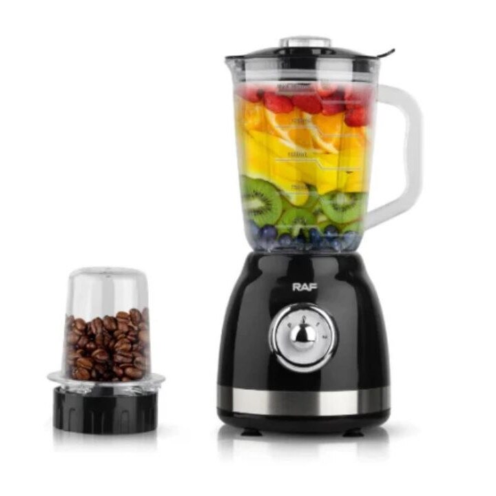 Blender Electric RAF® 2 in 1, Bol din Sticla, Rasnita pentru Cafea