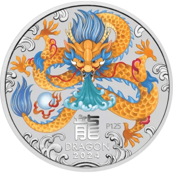 Moneda Argint Lunar III Dragon Color, 2024, 31, 10 gr, o uncie, puritate 999, 9/1000
