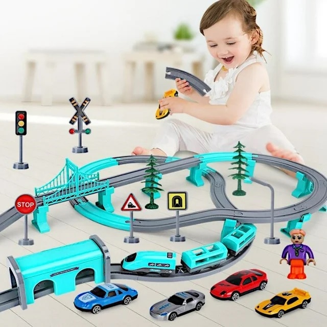 Set Trenulet Electric de Jucarie, CityTrain, Include 92 de