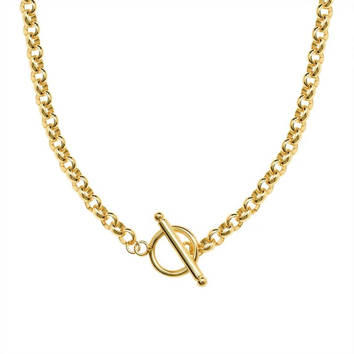 Colier cu zale din otel inoxidabil placat cu aur galben 18K