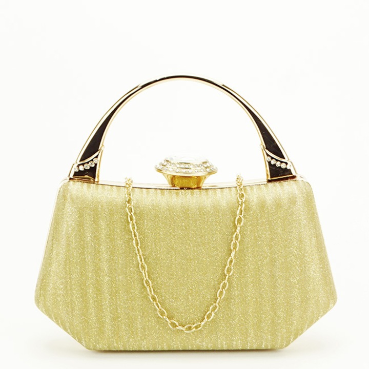 Чанта клъч с кристали и брокат SOFILINE, B-55461 06, Златист, 11x20x4
