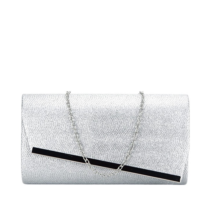 Ezüst boríték táska csillámmal BXQ246 07 Ezüst