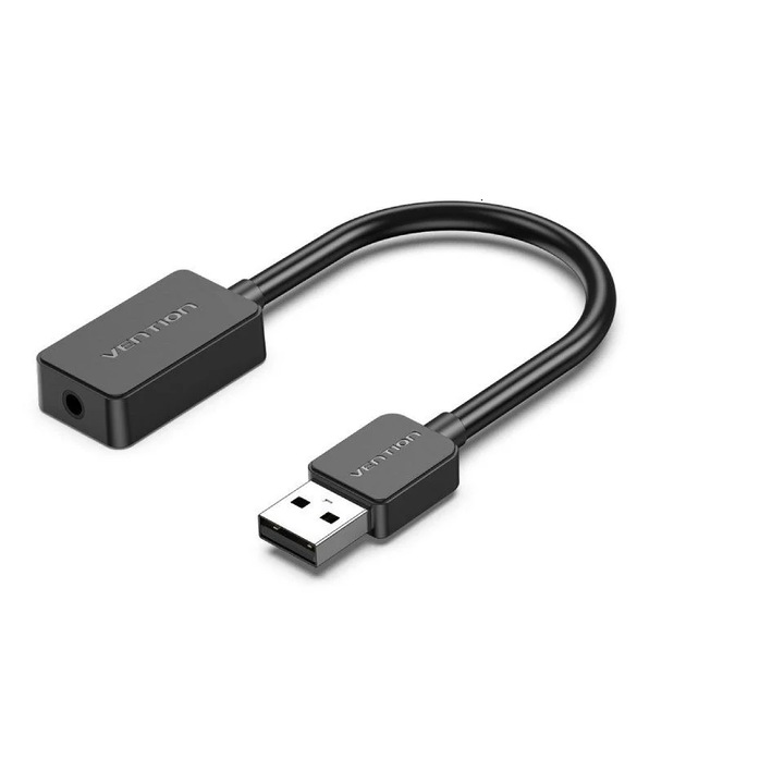 Placi de sunet Vention 1-port USB External Sound Card 0.15M, negru