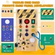 Jucarie educativa pentru copii, EXCITAT, cu 8 intrerupatoare de lumina LED, Tableta din Lemn cu Circuit Luminos, 9 elemente senzoriale,, jucarii educative pentru copii de 3,4,5,6,7 ani, Galben