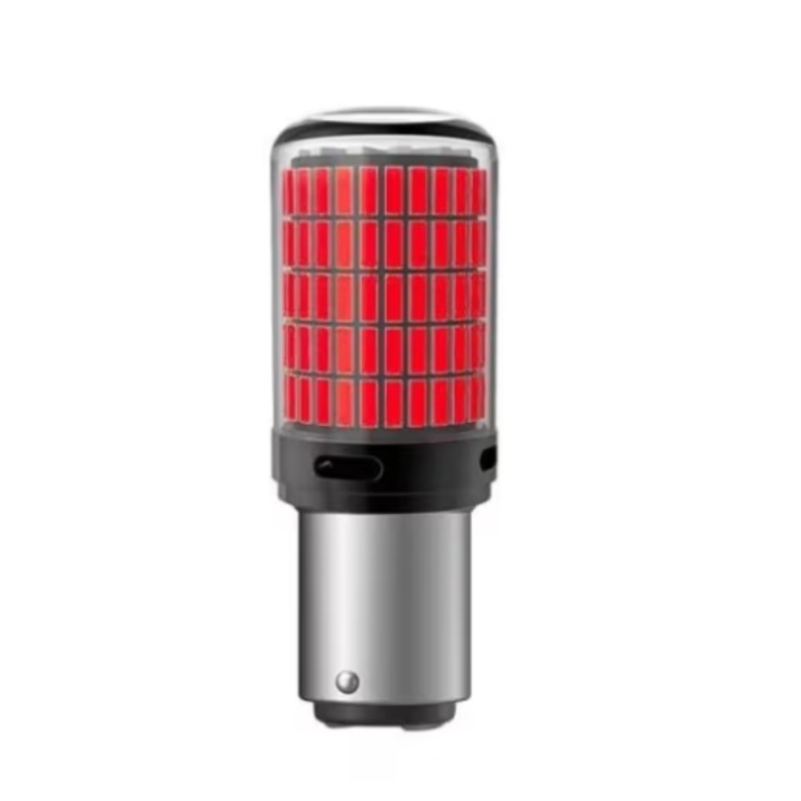Bec auto led BAY15D 1157/P21/5W, 144LED SMD, lumina rosie, 2 faze, pozitie si stop pe frana, BZRSH