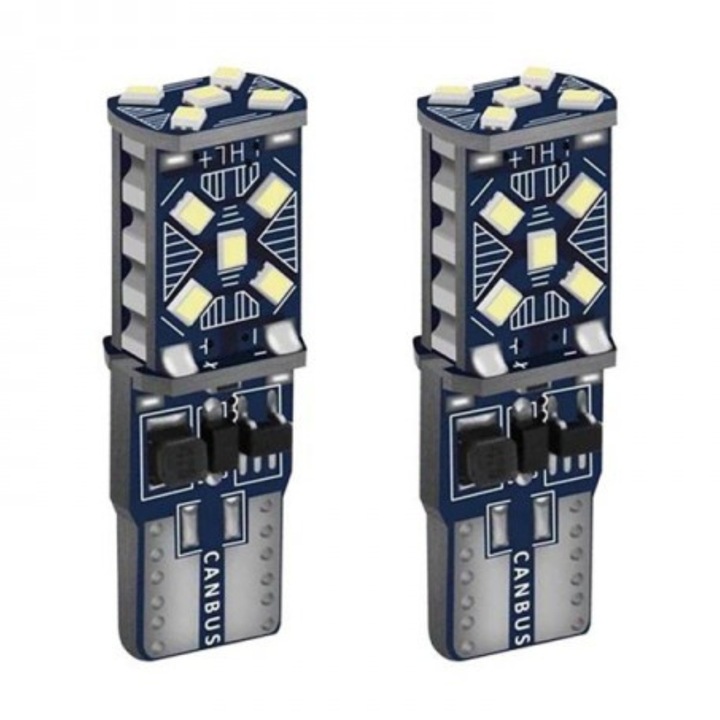 Комплект от 2 x T10 15SMD 5W крушки за кола, canbus, 6000K, 1800lm, 12/24V
