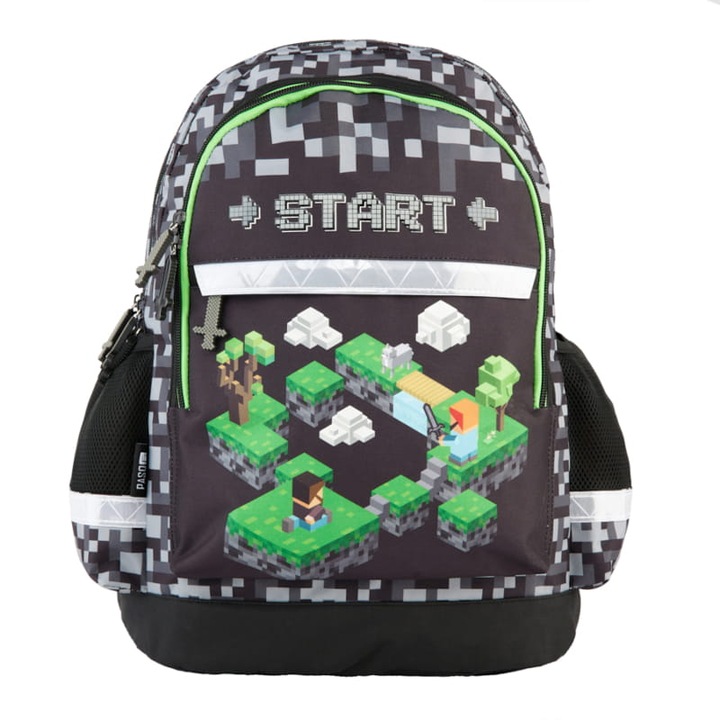 Rucsac, Paso, Pp24St-116, Spate Intarit Si Conturat, Curelele De Umar Moi Si De Maner, Fund Intarit Si Captusit, 41 x 28 x 18 cm, Negru/Verde