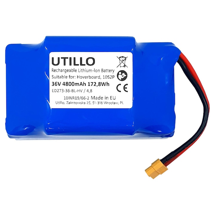 Baterie Utillo, 36V 4.8Ah, pentru Hoverboard Samsung Manta 10S2P CN5C22MP, albastru