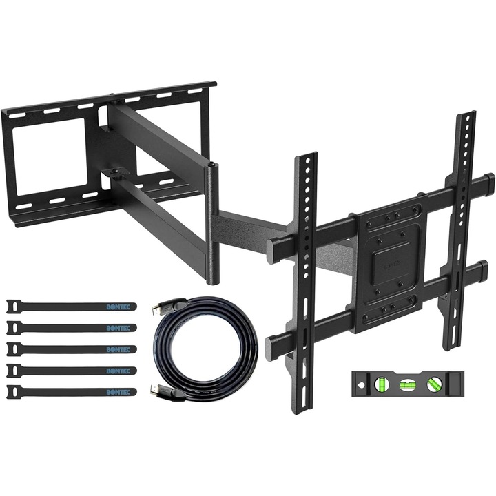 Стойка за мобилна телевизия с дълго рамо, Bontec, черна, 32-70", 60 кг, VESA 400x400