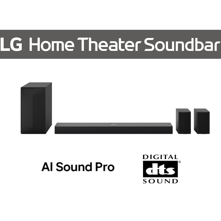 Саундбар LG S60TR, 5.1, 440W, Kit Wireless Surround включен, Subwoofer Wireless, HDMI, USB, Черен
