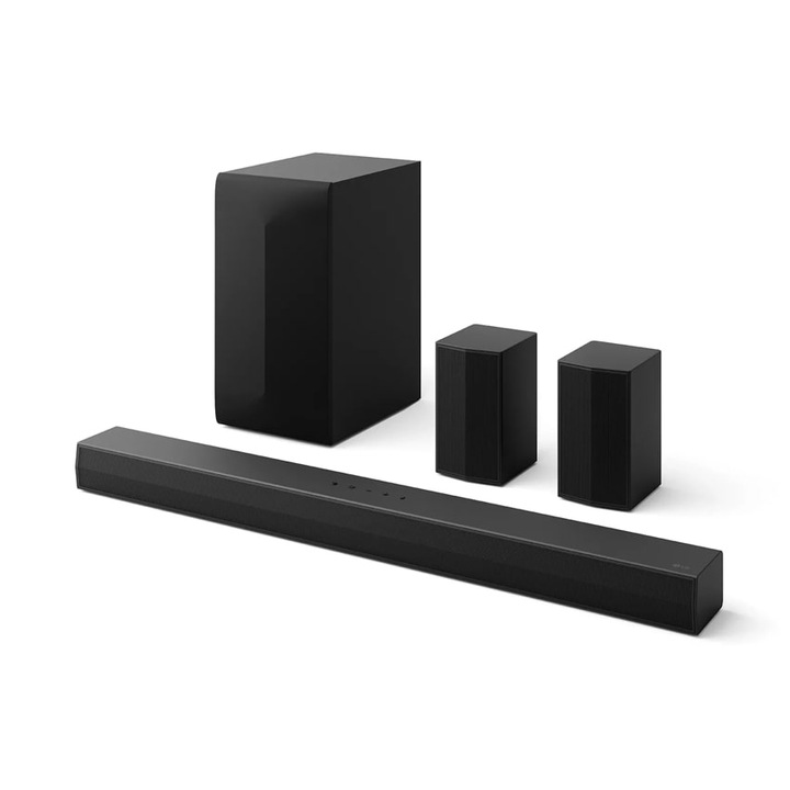 Саундбар LG S60TR, 5.1, 440W, Kit Wireless Surround включен, Subwoofer Wireless, HDMI, USB, Черен