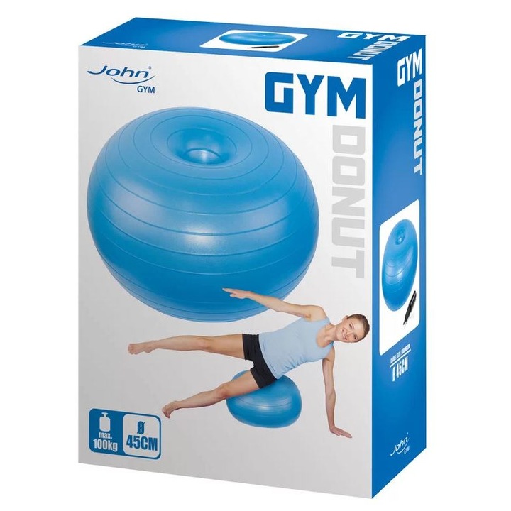 Minge fitness, John Hellas Donut, 45 cm, albastru