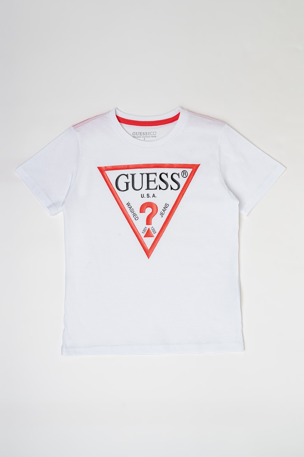 GUESS KIDS, Tricou de bumbac organic cu imprimeu logo, Alb optic, 158-166 CM