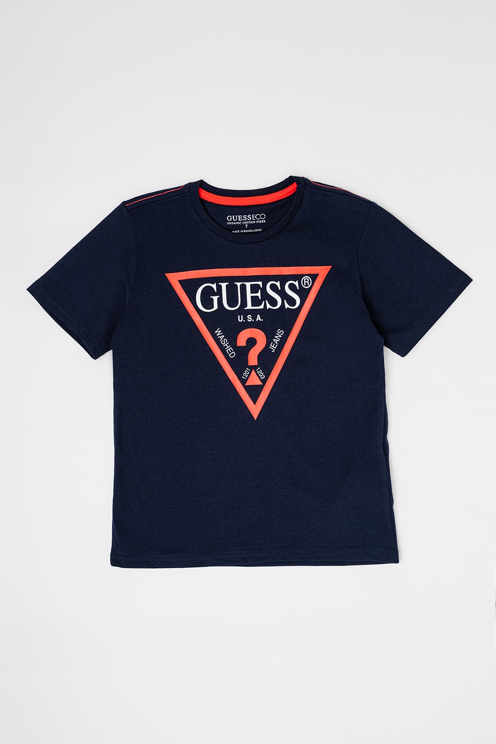 GUESS KIDS, Tricou de bumbac organic cu imprimeu logo, Bleumarin, 136-146 CM