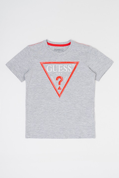 GUESS KIDS, Logós pamutpóló, Piros/Melange szürke