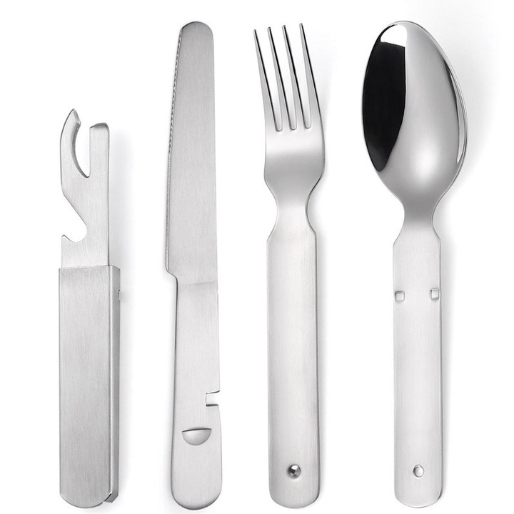 Set tacamuri camping RASK, 4 piese, inox, argintiu