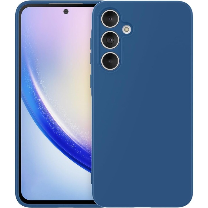 Калъф за Samsung Galaxy A55 5G, тъмно син силикон, защита на камерата,BzStore