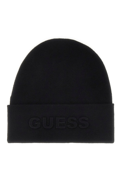 GUESS, Caciula cu logo, Negru