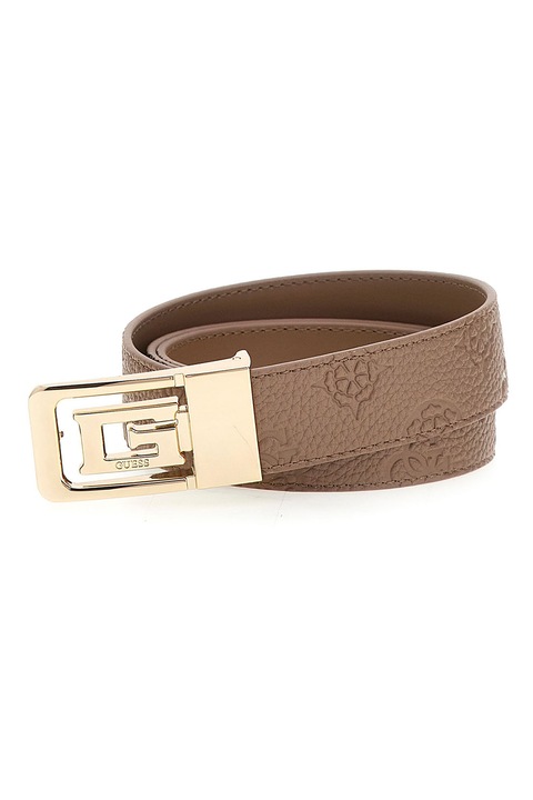 Guess, Curea de piele ecologica, catarama cu nit, Maro inchis, 85
