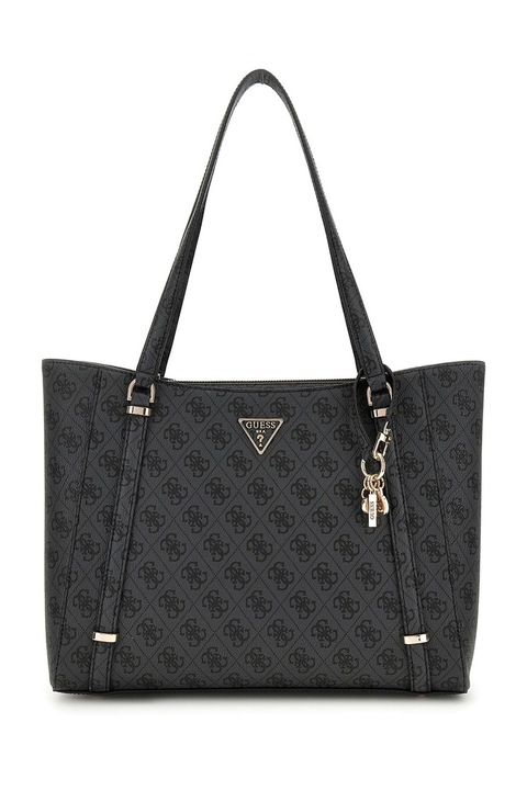 Guess, Geanta shopper de piele ecologica cu logo Erica II, Negru, Gri carbune