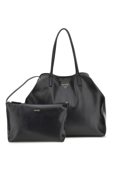 Guess, Комплект чанта press-on от екологична кожа и калъф Mietta, черен