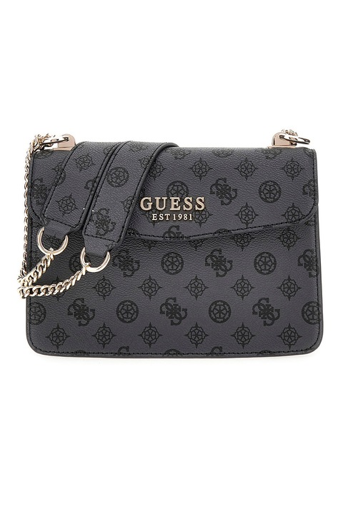 Guess Evelune láncpántos crossbody táska, fekete, szénszürke