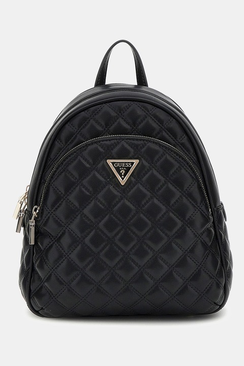 Guess, Раница Spark от еко кожа с капитониран ефект, Черен