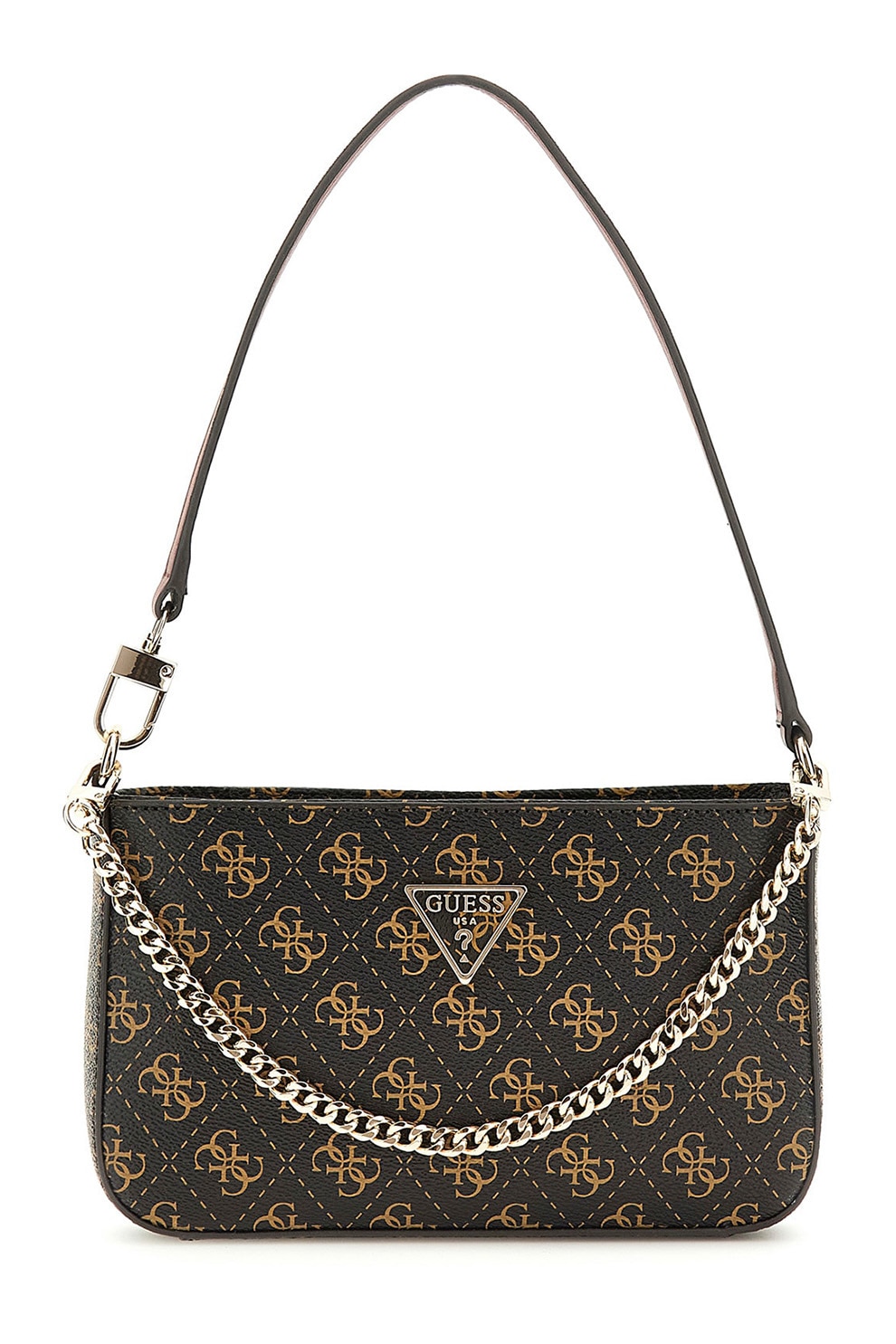 GUESS, Geanta crossbody de piele ecologica cu imprimeu logo si