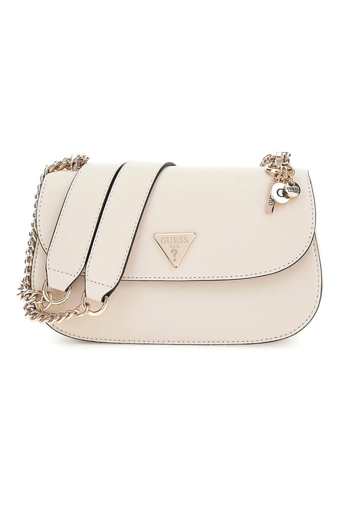 GUESS, Geanta crossbody de piele ecologica cu bareta de lant Daryna, Alb fildes