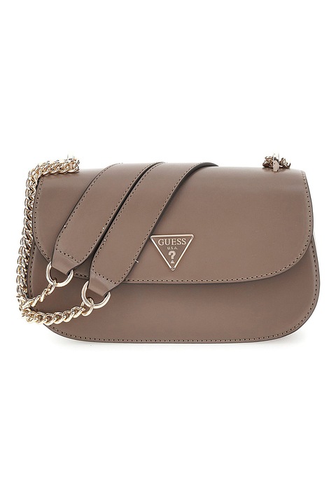 GUESS, Екологична кожена чанта за кръст с верижка Daryna, тъмнокафява